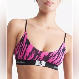 Calvin Klein pink black tiger print unlined bralette